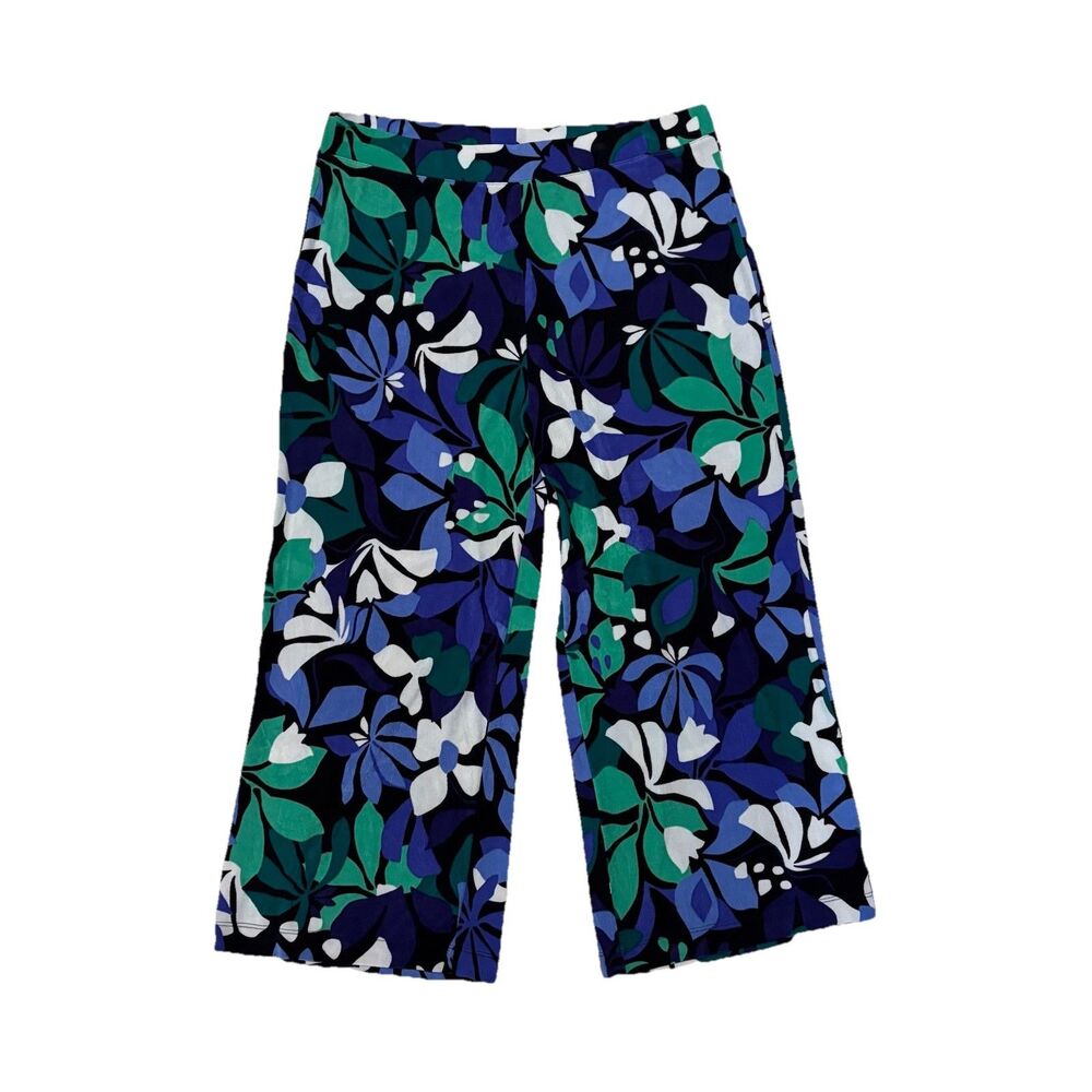 Chico's Travelers Floral Slinky Cropped Pull-On Pants Size 2 XL